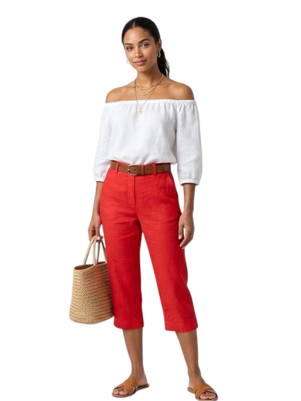 Contact capri pants linen-blend mid-rise large quiet luxury